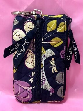 VINTAGE Vera Bradley Floral Nightingale Zipper Coin Card Holder Blue Pink Purple